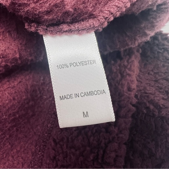 Koolaburra by UGG‎ Women's Medium Sherpa Hoodie Pullover 1/4 Zip Burgundy - Picture 7 of 7
